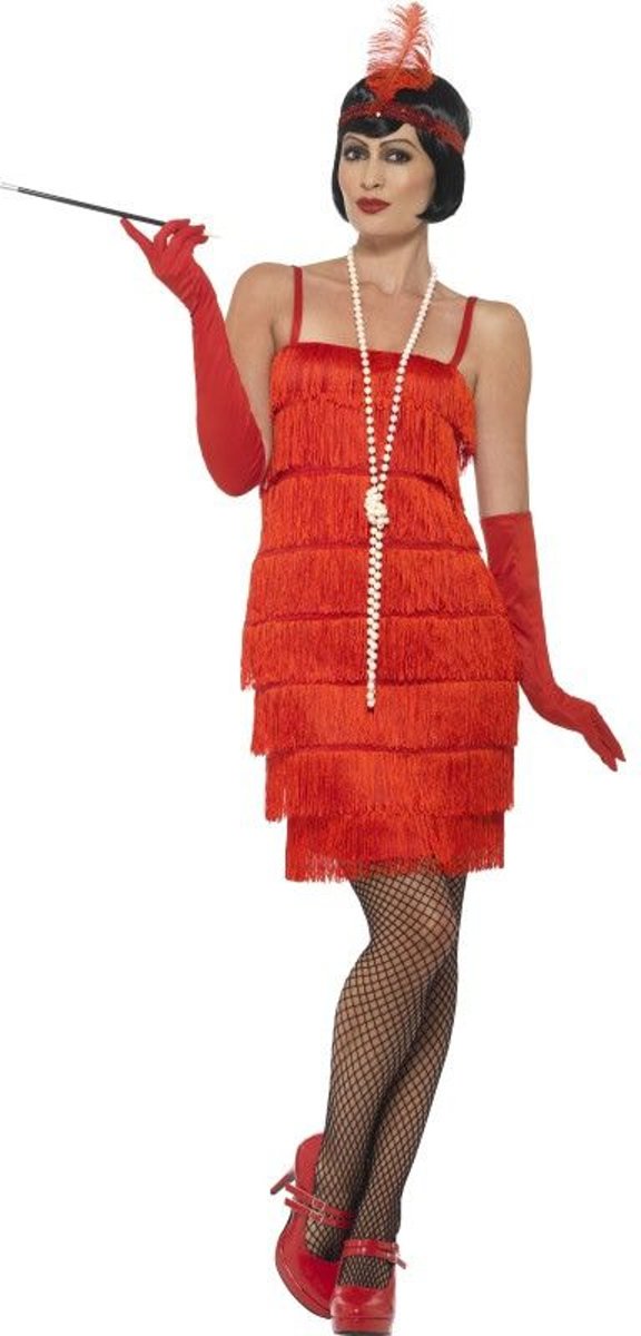 Jaren 20 Danseressen Kostuum | Red Rita Flapper | Vrouw | XL | Carnaval kostuum | Verkleedkleding